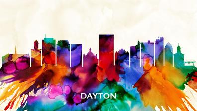 Dayton Skyline in a splash of color