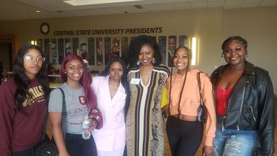 students and alumni on visiting alumni day at central state university