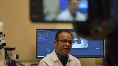 In Ohio Country Today's Gary Jackson interviews Dr. Kazi Islam in a lab at central state university