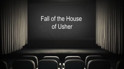 dark cinema with the title of the film fall of the house of usher france on the screen