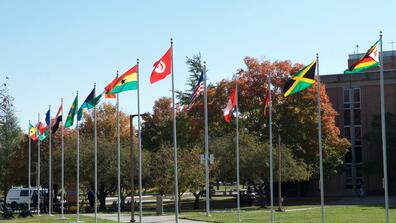 international flags on the campus of central state university in wilberforce ohio