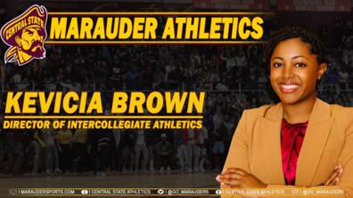 athletics director kevicia brown on a marauder athletics graphic