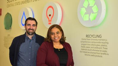 central state university vice provosts doctors ryan morgan and latonya branham in the university student center