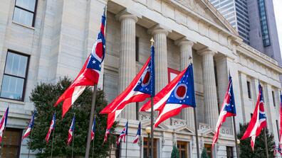 state of ohio flags at the statehouse