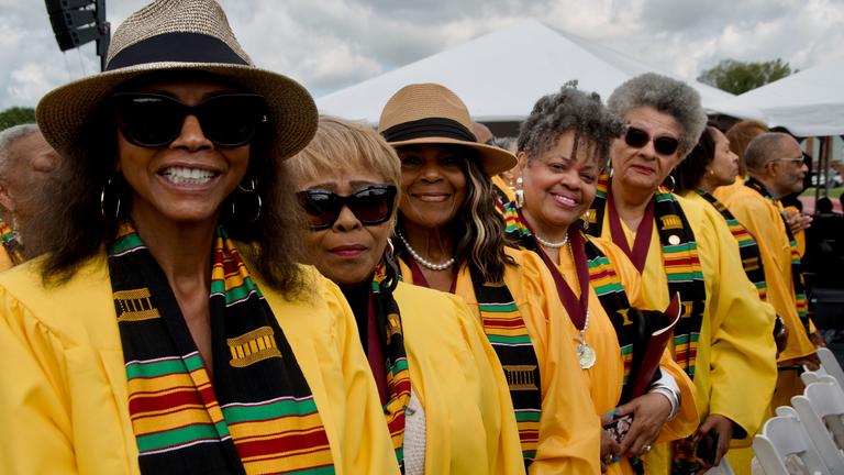 members of the golden class of 1974 at commencement