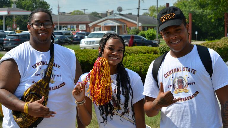 three central state university students on campus