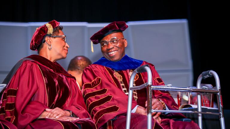 central state university board chair jacqueline gamblin and president kuti