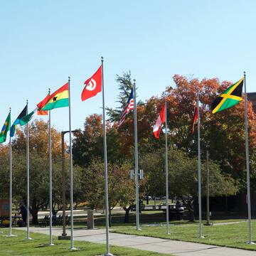 international flags on the campus of central state university in wilberforce ohio