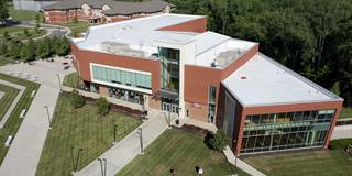 an aerial image of the Central State University Student Center on the beautiful campus in Wilberforce, Ohio