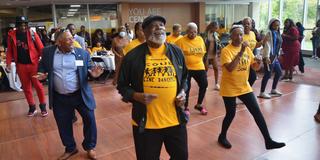 Central State University alumni and students dance during the annual Jammin' at Noon event during Homecoming Week