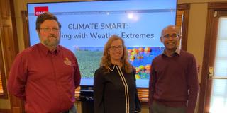 Marc Amante, Agriculture and Natural Resources Extension educator, Southwest Region, Cindy Folck, Ph.D., interim associate extension administrator, and Sakthi Kumaran, Ph.D., interim associate director of the Agricultural Research and Development Program