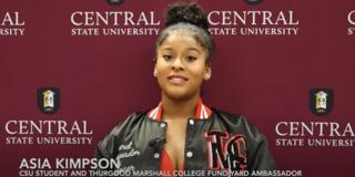 Asia Kimpson Thurgood Marshall College Fund Yard Ambassador in a NARCAN PSA produced by central state university