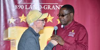﻿In Ohio Country Today reporter Gary Jackson interviews Ibrahim Katampe during the 2024 Land-Grant Open House in April