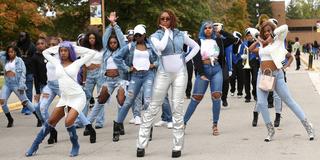 central state university student dancers in the homecoming parade