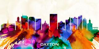 Dayton Skyline in a splash of color