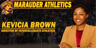 athletics director kevicia brown on a marauder athletics graphic