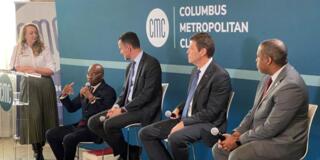 central state university president morakinyo kuti on a panel with other university presidents