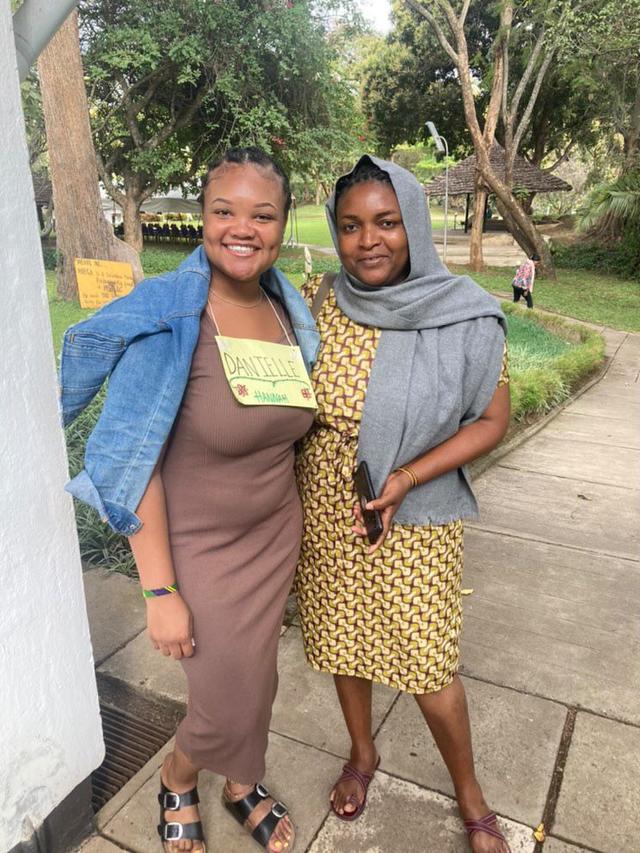 Danielle Darkenwald, a rising senior at Central State University, stands with her host mother in Tanzania.