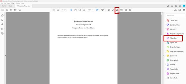 Adobe Fill and Sign Tool Locations