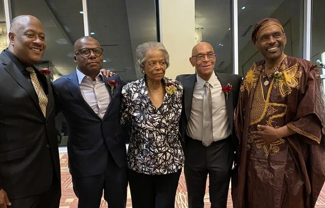 Bryan Scottie Irving and fellow alumni being inducted into Central State University's Alumni Hall of Fame in 2020