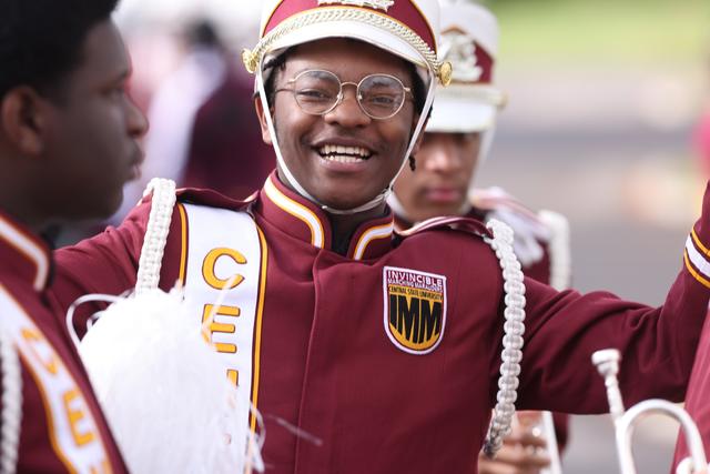 a member of the central state university invincible marching marauders wearing the marching band uniform which will be upgraded thanks to an $85,000 gift from the central state university foundation