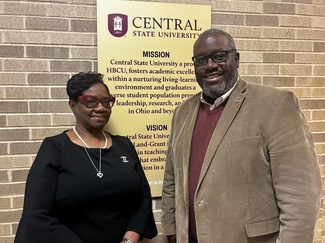 Marchelle Jarrett-Thomas with Dr. Fred Aikens dean of the college of business at central state university