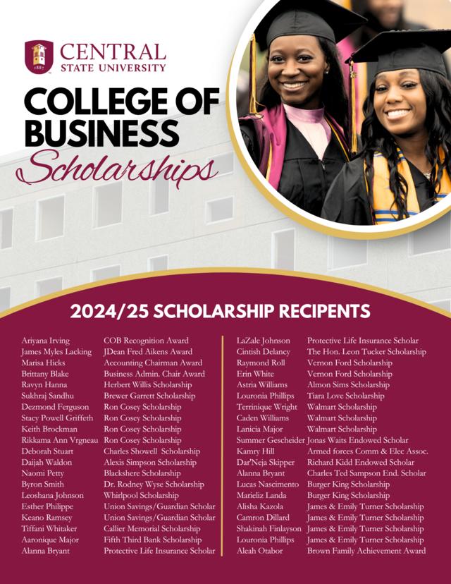 central state university college of business scholarship winners list