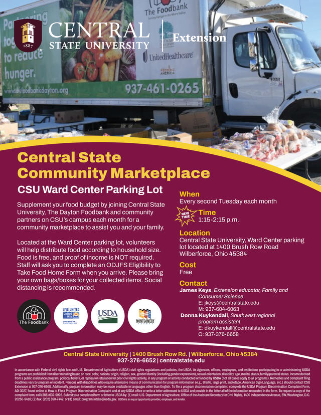 central state community marketplace flyer featuring new time