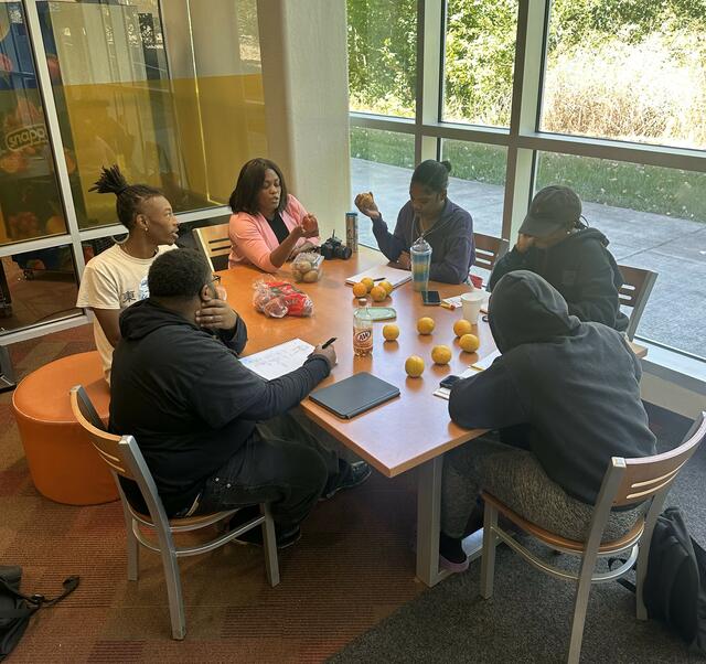 students in a cafeteria