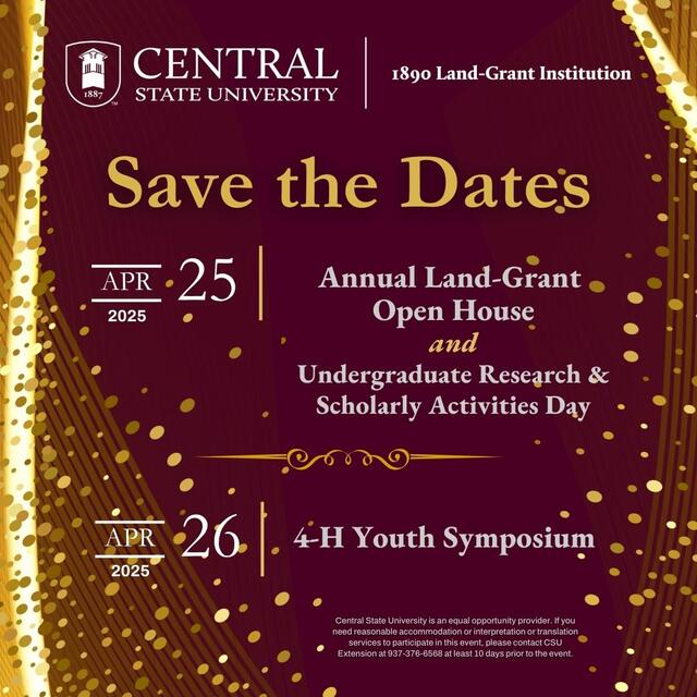 Land-Grant Open House and Youth Symposium Save the Date Graphic