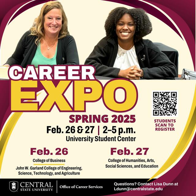 flyer for the 2025 career expo at central state university